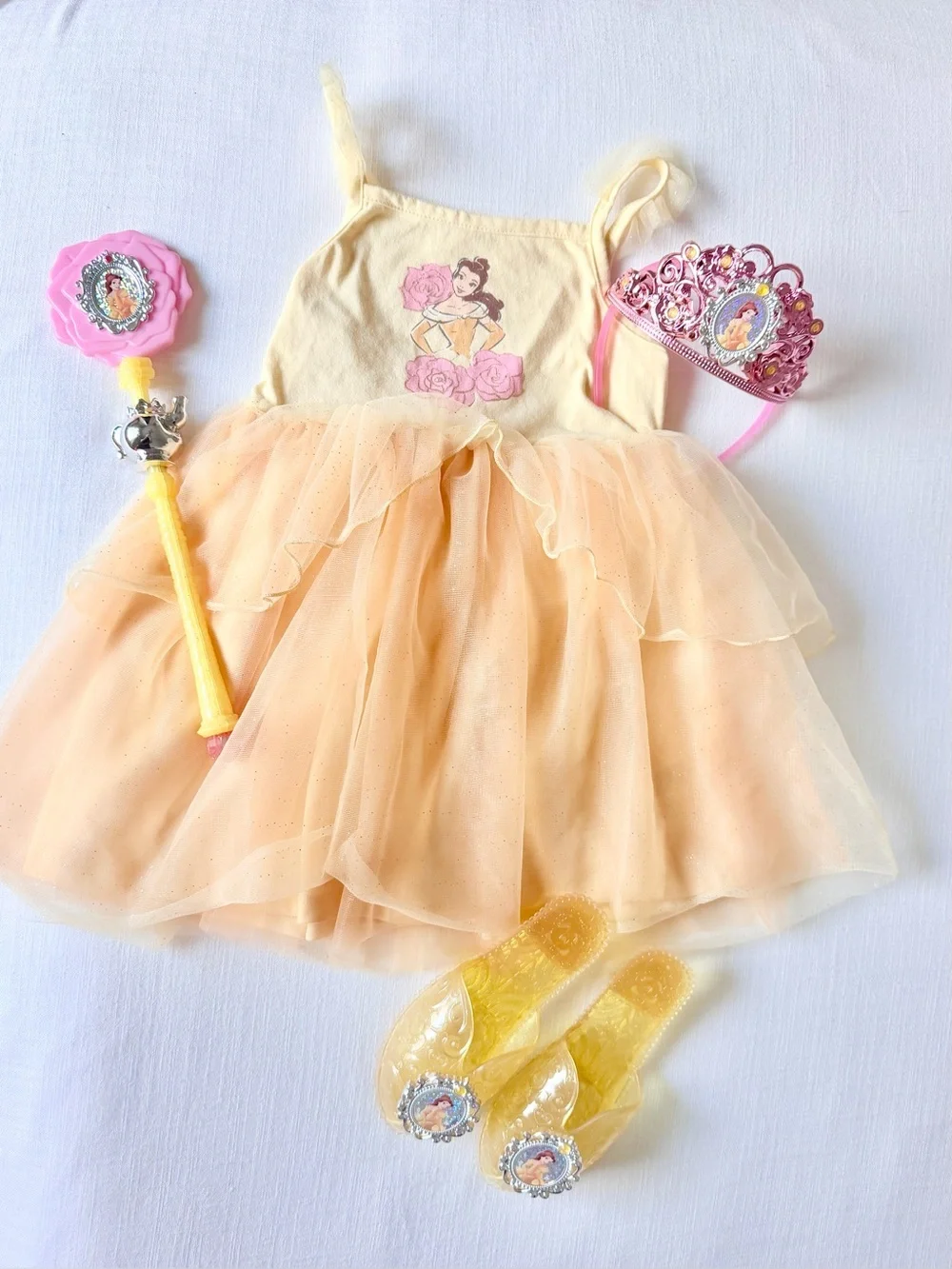 Belle Disney Princess dress up and crown accessories 5T set